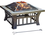 Living Accents 30 in. W Steel American Flag Square Wood Fire Pit