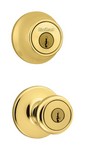 Kwikset Tylo Polished Brass Entry Lock and Single Cylinder Deadbolt ANSI/BHMA Grade 3 1-3/4 in.