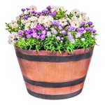 Southern 12.2 in. H X 20.5 in. W X 20.5 in. D Resin Whiskey Barrel Planter Brown