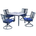 Living Accents Waterville 5 pc Black Steel Dining Set Navy Blue