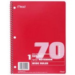 Mead 8 in. W X 10-1/2 in. L Wide Ruled Spiral Notebook