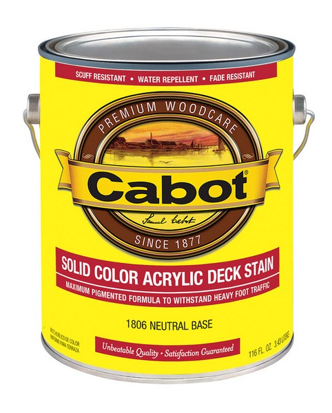 Cabot Solid Tintable Neutral Base Water-Based Acrylic Deck Stain 1 gal