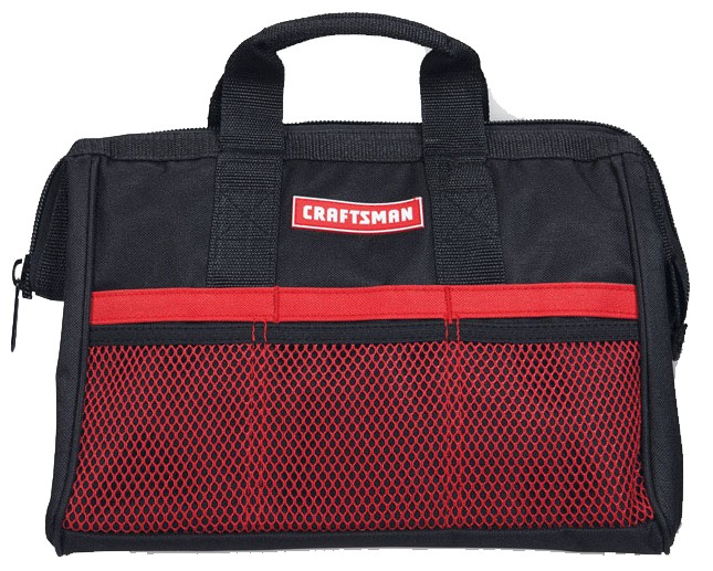 Craftsman 13 in. W X 9.75 in. H Wide Mouth Tool Bag 6 pocket Black/Red