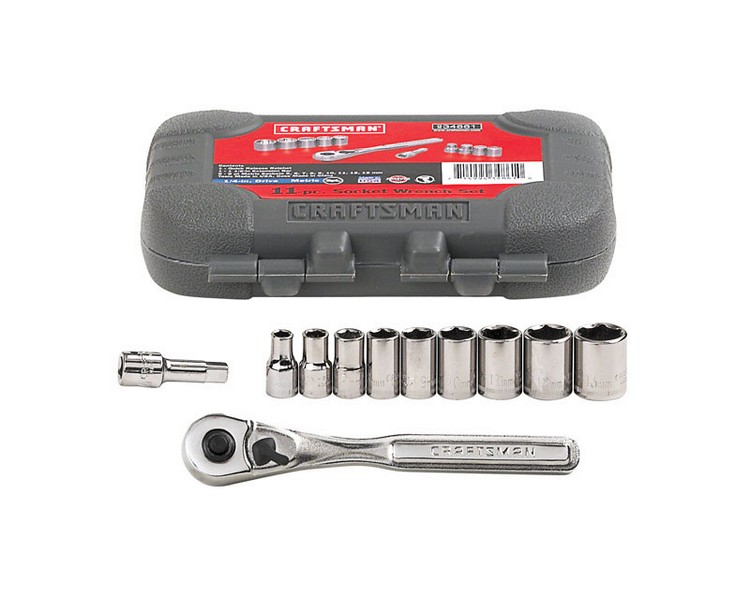 Craftsman 1/4 in. drive S Metric 6 Point Socket and Ratchet Set 11 pc