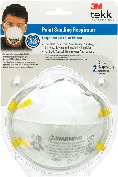 3M N95 Paint Prep Cup Disposable Respirator White One Size Fits All 2 pc
