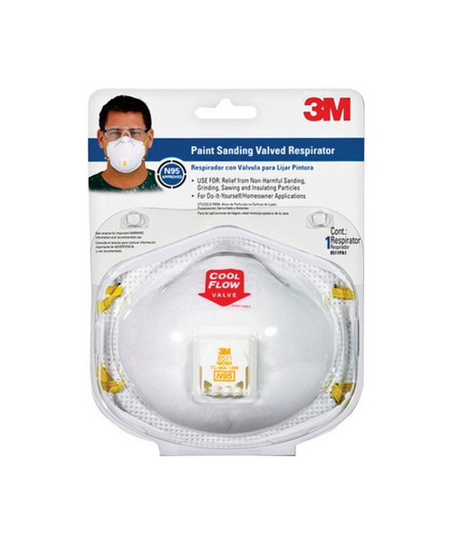 3M N95 Paint Sanding Cup Disposable Respirator Pro-Series Valved White 10 pc