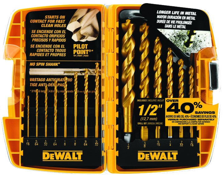 DeWalt Pilot Point Titanium Drill Bit Set 14 pc