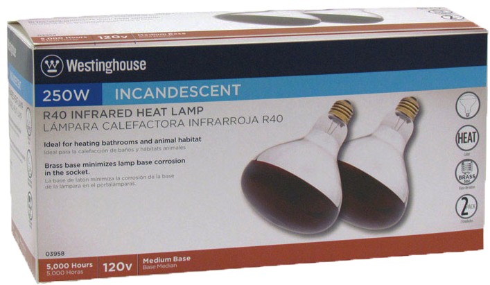 Westinghouse 250 W R40 Heat Lamp Incandescent Light Bulb Medium Base Red 2 pk