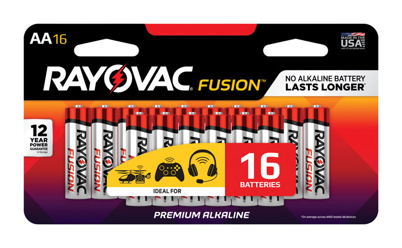 Rayovac Fusion AA Alkaline Batteries 16 pk Carded