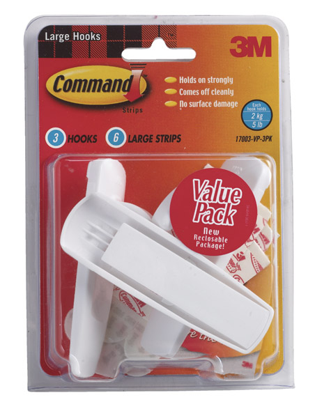 3M Command White Utility Hooks 5 lb 3 pk