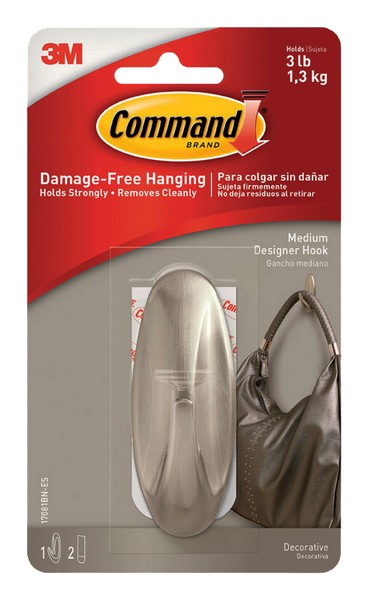 Command Medium Plastic Designer Hooks 3-1/8 in. L 1 pk