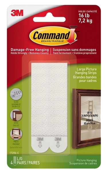 3M Command White Large Picture Hanging Strips 16 lb 8 pk