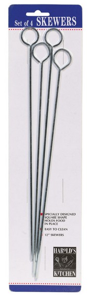 Harold's Kitchen 12 in. L Silver Chrome Barbecue Skewers