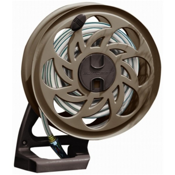 Suncast Side Tracker 125 ft. Brown Wall Mounted Hideaway Hose Reel