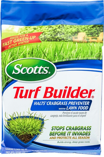 Scotts Turf Builder Halts 30-0-4 Crabgrass Preventer Lawn Fertilizer For Multiple Grass Types 5000 s