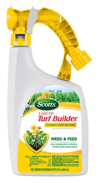 Scotts Liquid Turf Builder 25-0-2 Weed & Feed Lawn Fertilizer For Multiple Grass Types 6000 sq ft