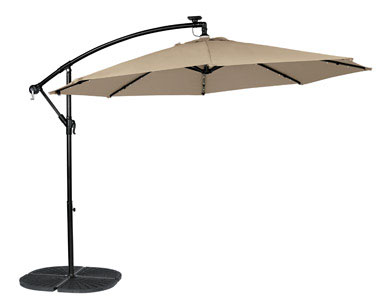 Living Accents 10 ft. Tiltable Tan Offset Umbrella