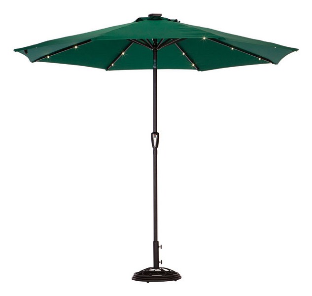 9' Solar LED Hunter Green Umbrella
