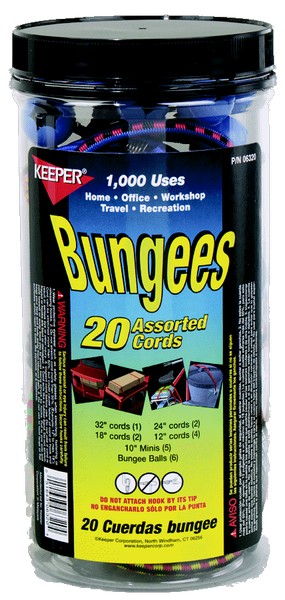 Keeper Assorted Bungee Cord Set 20 in. L X 0.374 in. T 20 pk