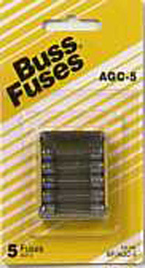 Bussmann 5 amps AGC Clear Glass Tube Fuse 5 pk