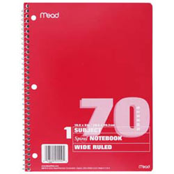 Mead 8 in. W X 10-1/2 in. L Wide Ruled Spiral Notebook