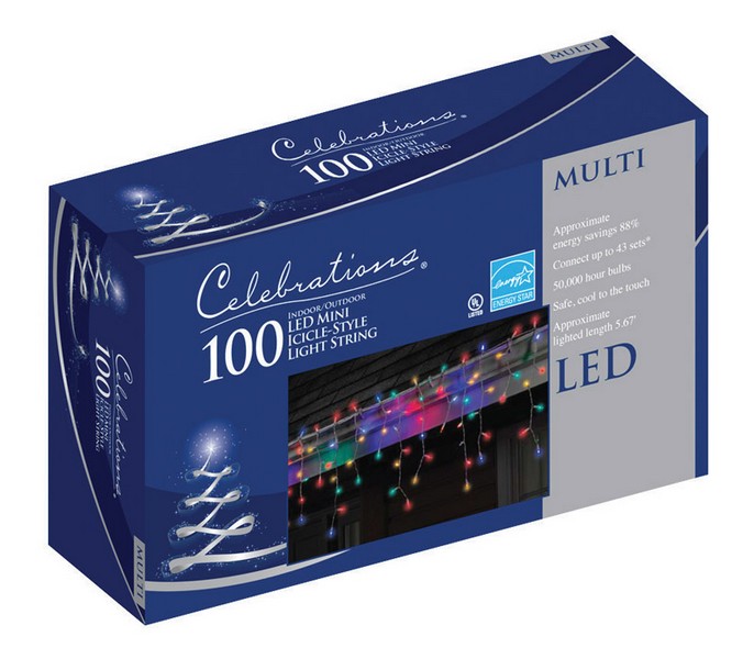 Celebrations LED Mini Multicolored 100 ct Icicle Christmas Lights 5.67 ft.