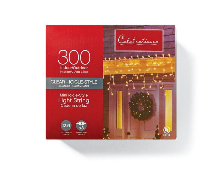 Celebrations Incandescent Mini Clear/Warm White 300 ct Icicle Christmas