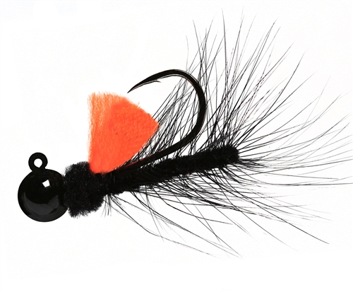 Aerojig Hackle Jig, 1/8 oz, #1 Hook, Black & Orange