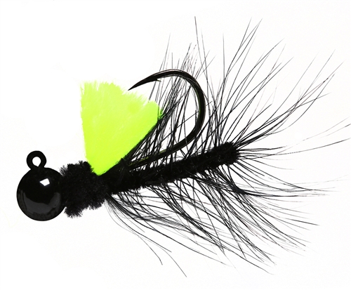 Aerojig Hackle Jig, 1/8 oz, #1 Hook, Green Butted Skunk