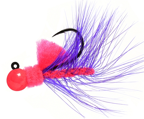 Aerojig Hackle Jig, 1/8 oz, #1 Hook, Purple & Pink