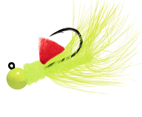 Aerojig Hackle Jig, 1/8 oz, #1 Hook, Chartreuse & Flame
