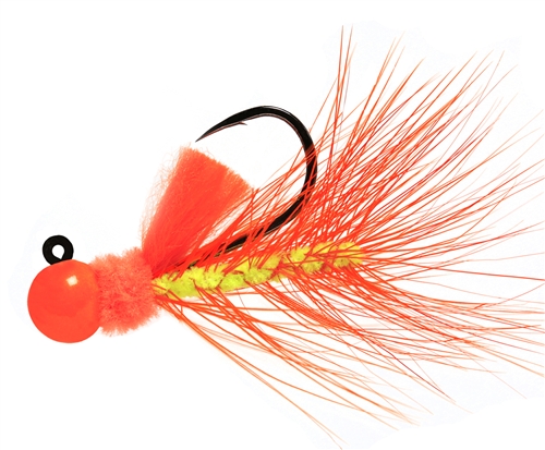 Aerojig Hackle Jig, 1/8 oz, #1 Hook, Orange & Chartreuse