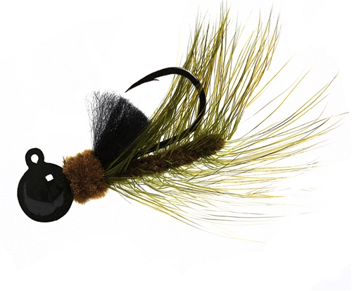  Aerojig Hackle Jig, 1/8 oz, #1 Hook, Olive & Black