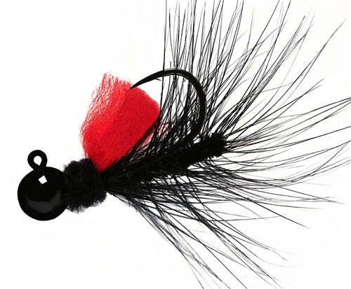 Aerojig Hackle Jig, 1/8 oz, #1 Hook, Black & Red