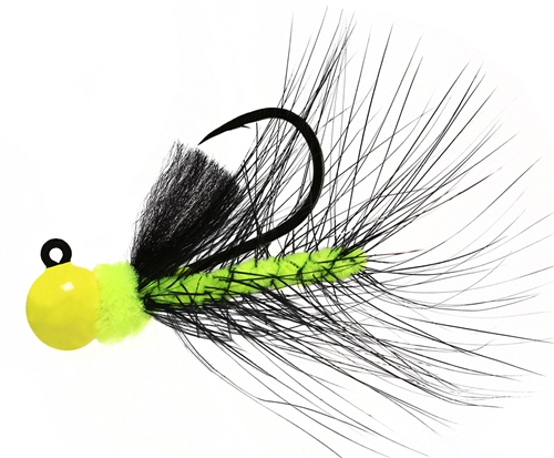 Aerojig Hackle Jig, 1/8 oz, #1 Hook, Chartreuse & Black