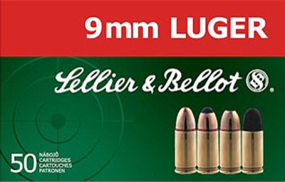 Sellier & Bellot, 9mm, FMJ, 115 Grain, 50 Rounds Handgun Ammo