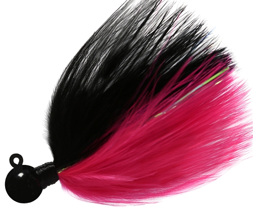  Fire Flies Marabou Flash Jig, 1/4 oz, 1/0 Hook, Black & Pink with Red Micro