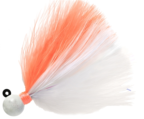 Fire Flies Marabou Flash Jig, 1/4 oz, 1/0 Hook, Pearl White & Peach with Red