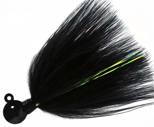 Fire Flies Marabou Flash Jig, 1/8 oz, 1/0 Hook, Black with Red Micro Light