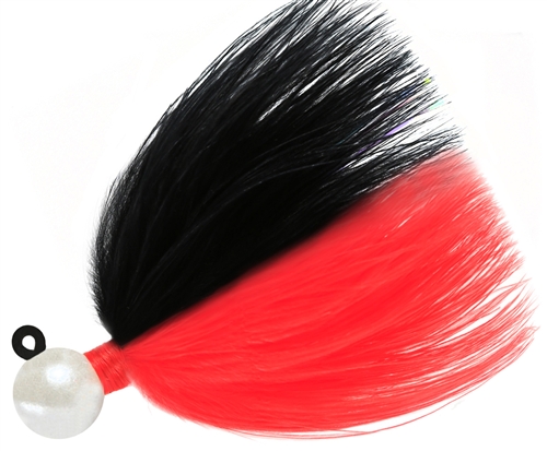Fire Flies Marabou Flash Jig, 1/8 oz, 1/0 Hook, Red/White & Black with Red