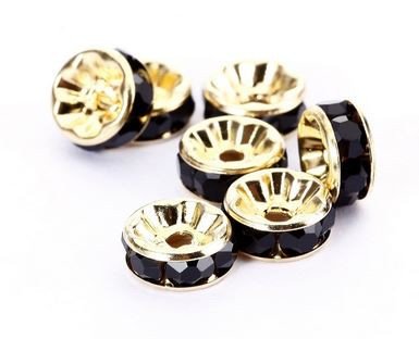 Diamond Ring 6mm Gold Black 7pk