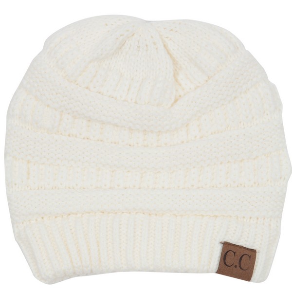 Ladies CC Knit Beanie - Ivory